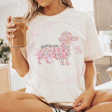 Dachshund Mom Floral Comfort Colors T-Shirt